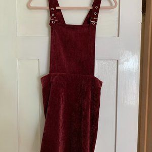 Burgundy corduroy overall dress